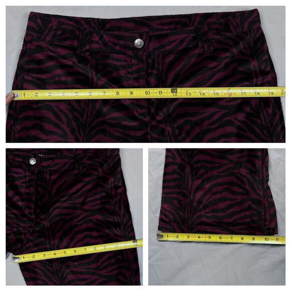 Vintage Serious LA Fuzzy Velvet Zebra Print Flare Pants Los Angeles Clothing Y2K - Picture 13 of 16